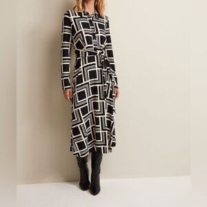 New Phase Eight April Geo Midi Dress US Size 10 UK 14